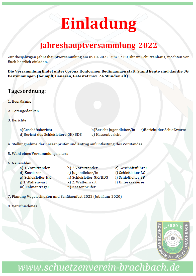Einladung JHV 2022