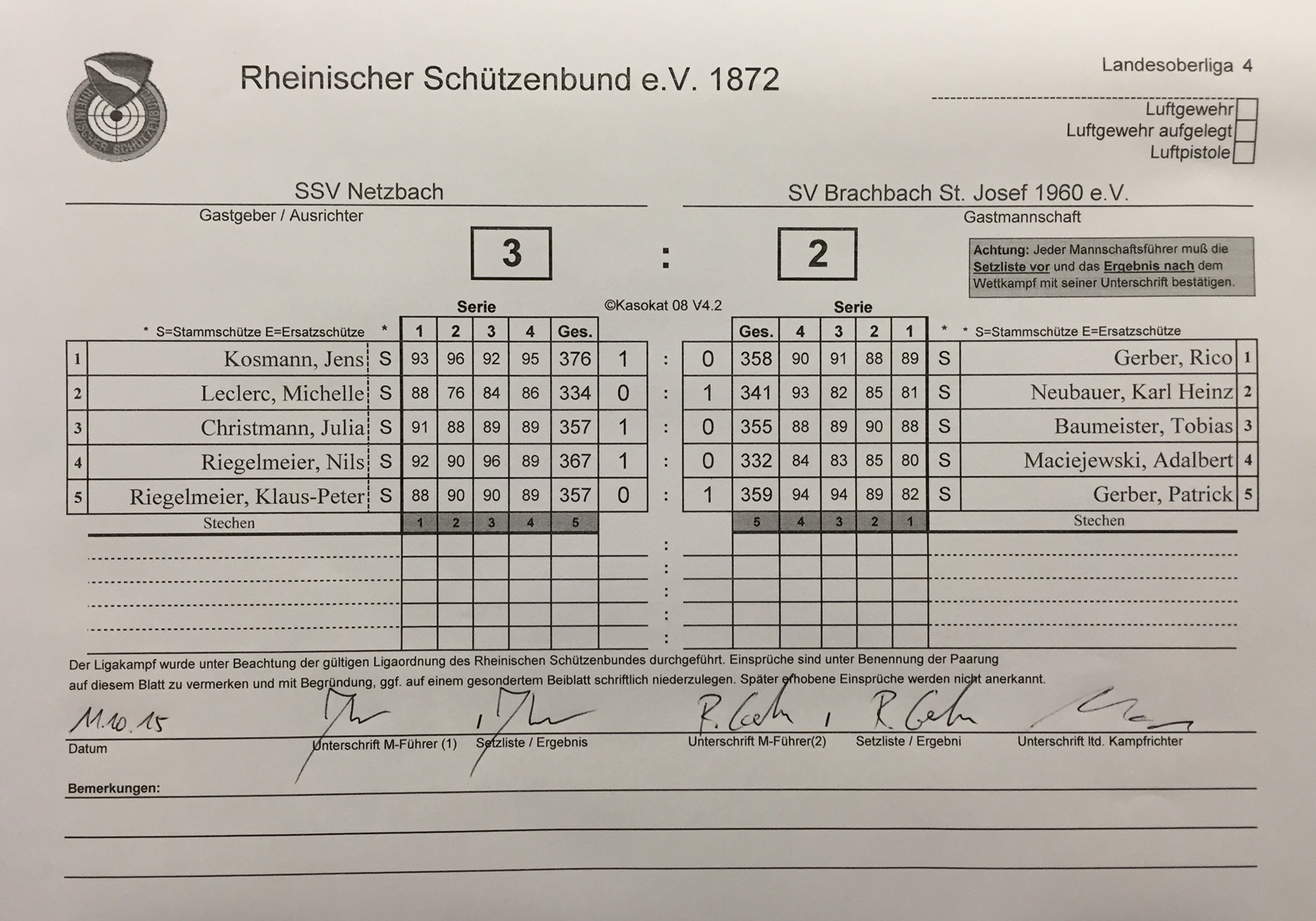 Zweiter Wettkampf Landesoberliga