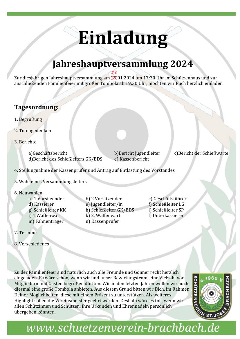 Einladung JHV 2024